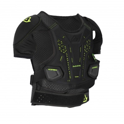 Colete de proteção desportivo preto com detalhes verdes e logos ACERBIS