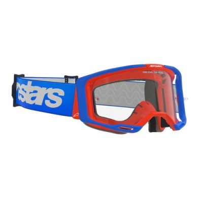 Óculos de proteção desportivos azul e vermelhos com cinta elástica azul