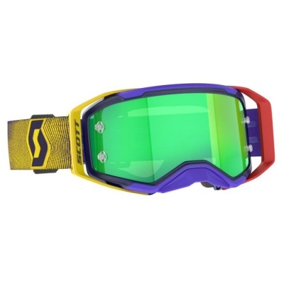 Óculos Scott desportivos com lente verde e armação azul e amarelo