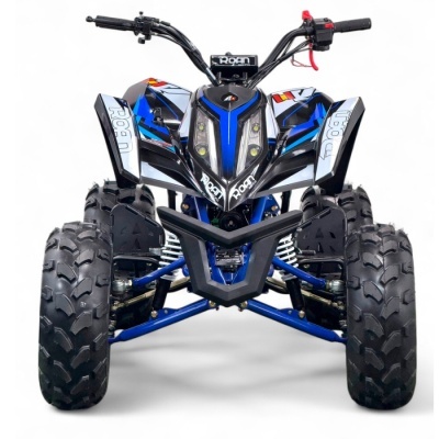 Quadriciclo preto e azul com pneus grandes e detalhes ROAN