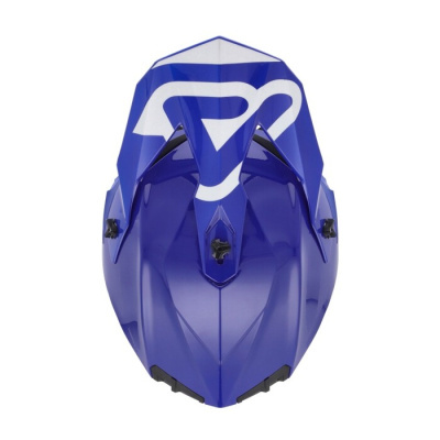 Capacete azul com detalhes em branco e preto