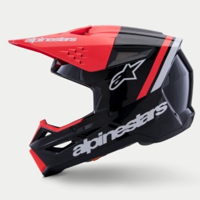 capacete motocross Alpinestars preto vermelho branco
