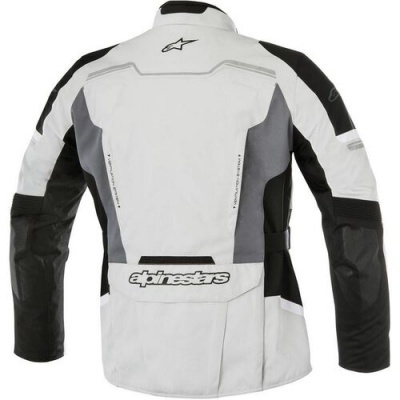 Casaco de mota Alpinestars cinza, preto e cinza escuro, visto de costas