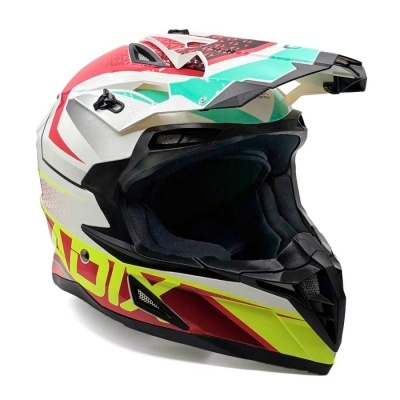 Capacete de motocross colorido com acolchoamento interno preto