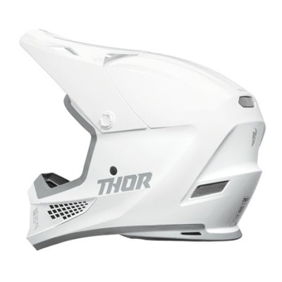 Capacete integral branco THOR com ventilação e design aerodinâmico