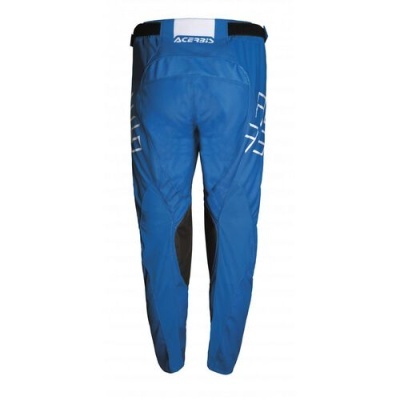Calças desportivas azuis com detalhes pretos e etiqueta ACERBIS