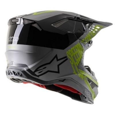 Capacete integral cinza, preto e amarelo fluorescente para motocross