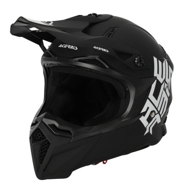 capacete integral preto mate para motocross com logo Acerbis branco