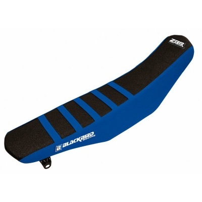 Banco para mota motocross azul e preto com texto branco