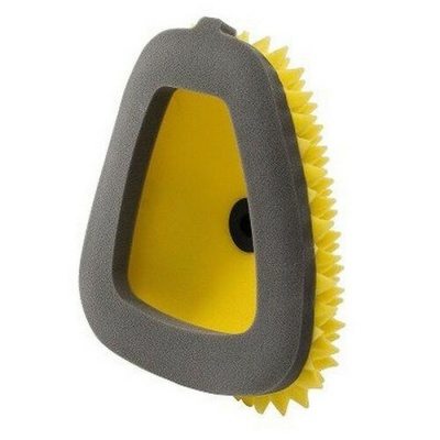 escova de limpeza manual com cerdas amarelas e cabo cinzento