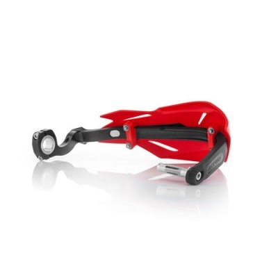 Protetor de mãos vermelho para mota com suporte preto