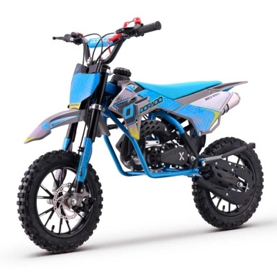 Moto de motocross azul para criança com pneus pretos grosso