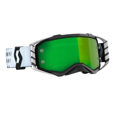 Óculos goggles com lente verde espelhada e armação preta e cinza