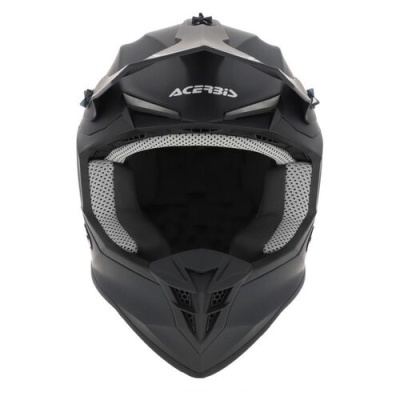 Capacete integral preto fosco com acolchoamento cinza e marca ACERBIS