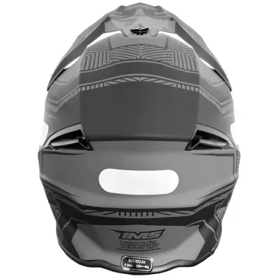 Capacete preto e cinza com design geométrico e ventilação