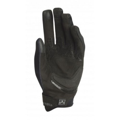 Luva de proteção preta com material antiderrapante e etiqueta de bicicleta