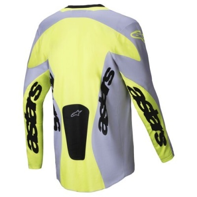 Camisola desportiva de manga comprida amarelo fluorescente e cinza com texto ASERS e logótipo ALPINESTARS
