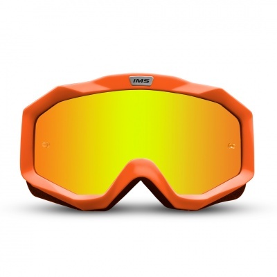 Óculos de proteção desportivos com lente amarela e armação laranja