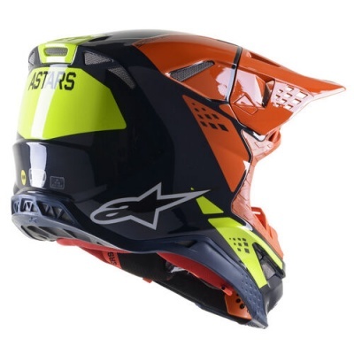 capacete motocross preto laranja amarelo fluorescente ALPINESTARS