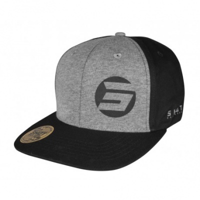 Boné cinzento e preto com logótipo e texto bordado