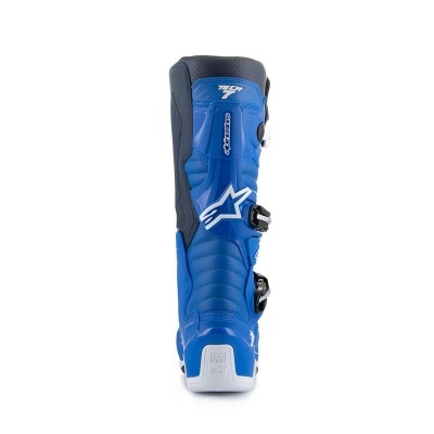 Bota de motocross azul e preta com logotipo da Alpinestars