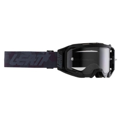 Óculos de proteção preto com lente espelhada e cinta ajustável preta com texto