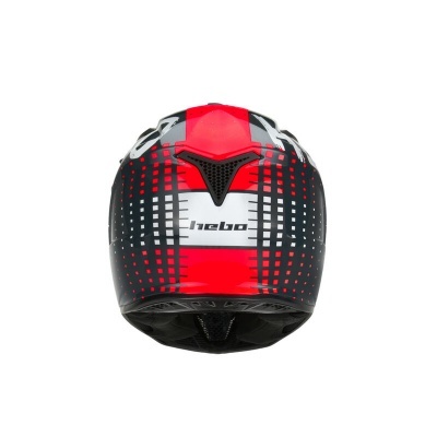 Capacete Hebo vermelho, preto e branco com padrão pixelado