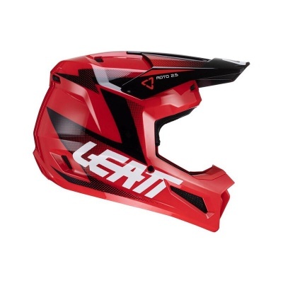 Capacete integral motocross vermelho e preto com logótipo LEATT