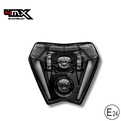 Farol traseiro preto para mota com LEDs e texto 4MX.