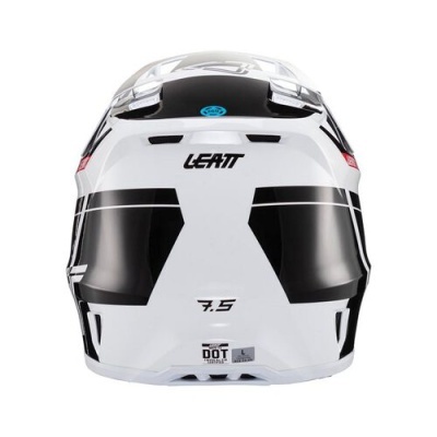 Capacete branco e preto marca LEATT modelo 7.5 visto de trás