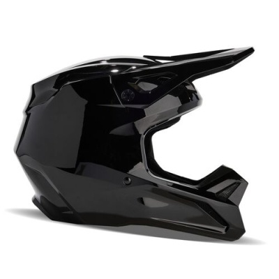 Capacete integral preto brilhante aerodinâmico para motocross.