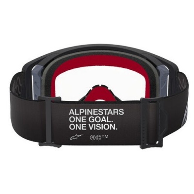 Óculos de proteção Alpinestars com faixa elástica preta e interior vermelho