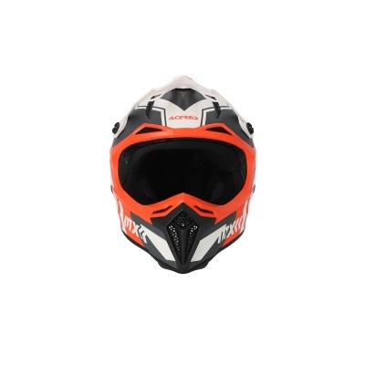 Capacete integral motocross vermelho branco e preto com texto ACERBIS