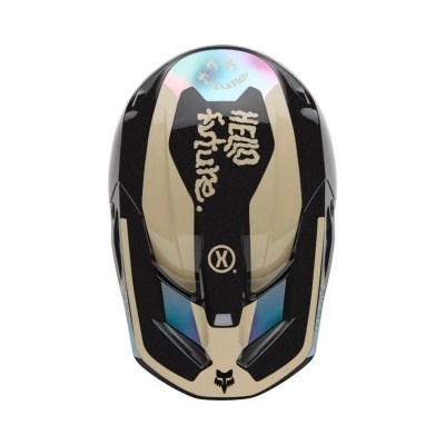 Capacete integral preto e bege com texto 'HERO STYLE'