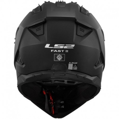 Capacete de moto LS2 Fast II preto fosco visto de trás