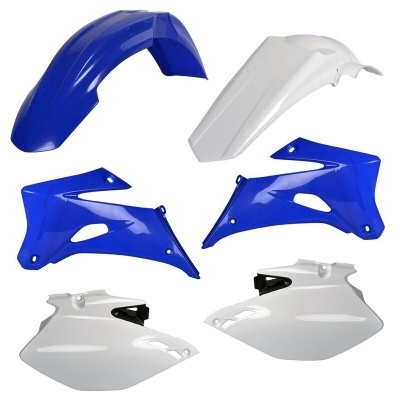 Peças plásticas para moto em azul e branco