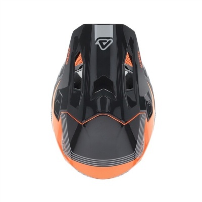 Capacete para motocross preto e laranja com logotipo e marcas ACERBIS