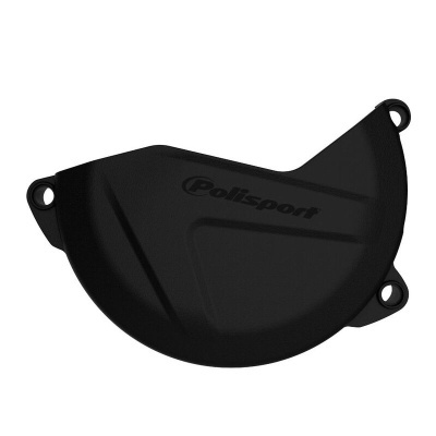 Capa protetora preta com o texto Polisport e fixações.