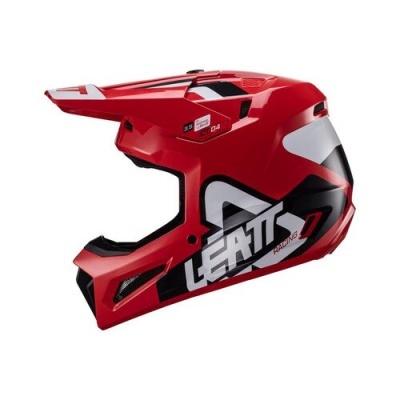 Capacete integral vermelho, preto e branco LEATT 7.0 Racing