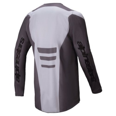 Camisola desportiva cinzenta e branca com logótipo alpinestars preto nas mangas
