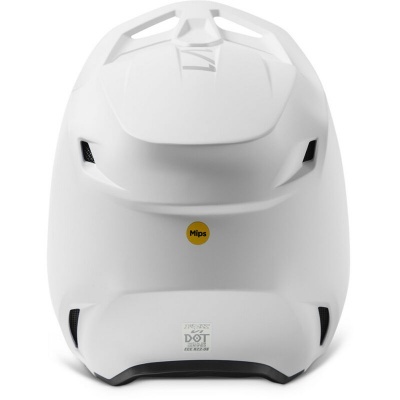 Capacete branco para motociclismo com selo Mips amarelo e etiquetas DOT