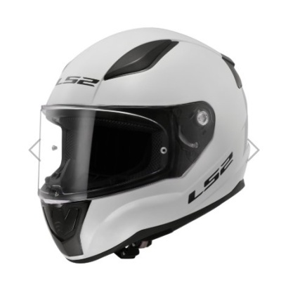 Capacete integral branco LS2 com viseira transparente e detalhes pretos