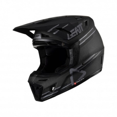 capacete integral motocross preto com detalhes cinzentos LEATT