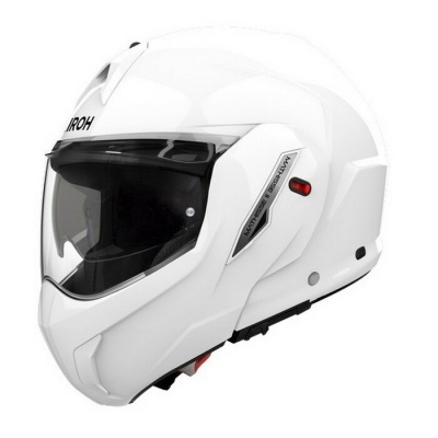 Capacete integral branco com viseira fumada e detalhes em preto