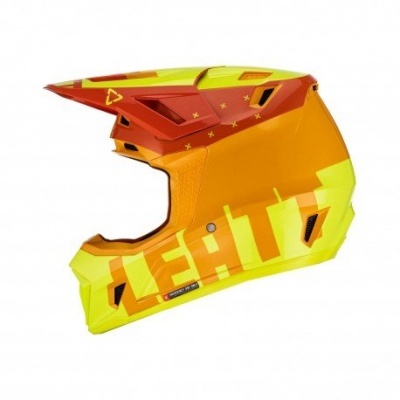 Capacete integral amarelo, laranja e vermelho para motocross