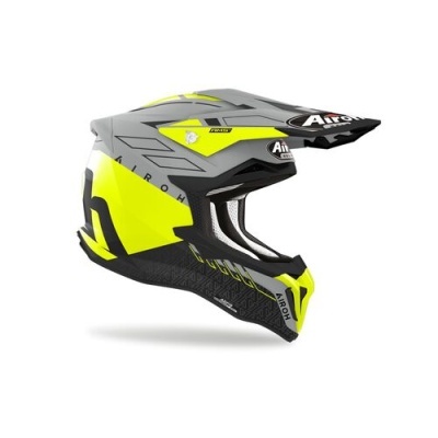 Capacete de motocross Airoh cinza e amarelo