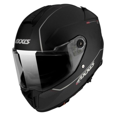 Capacete de moto integral preto fosco com viseira transparente e logótipos AXOXS