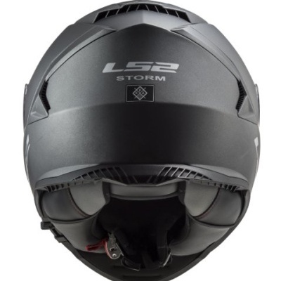 capacete LS2 Storm cinza escuro vista traseira
