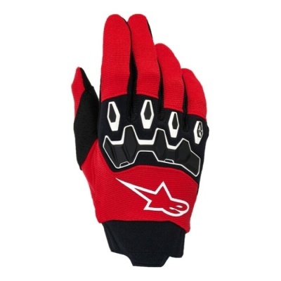 Luva desportiva vermelha e preta com reforços e logótipo branco