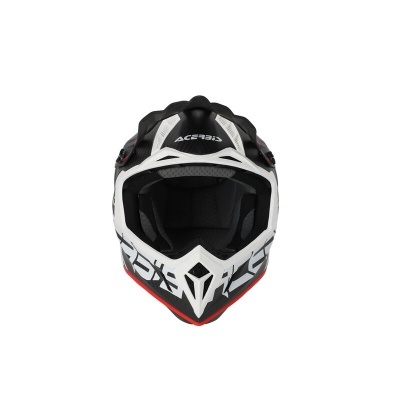 Capacete de motocross Acerbis branco, preto e vermelho
